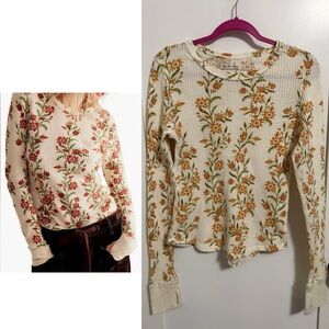 NEW! WE THE FREE Pretty Little Thermal in Yellow Folk Vine LARGE